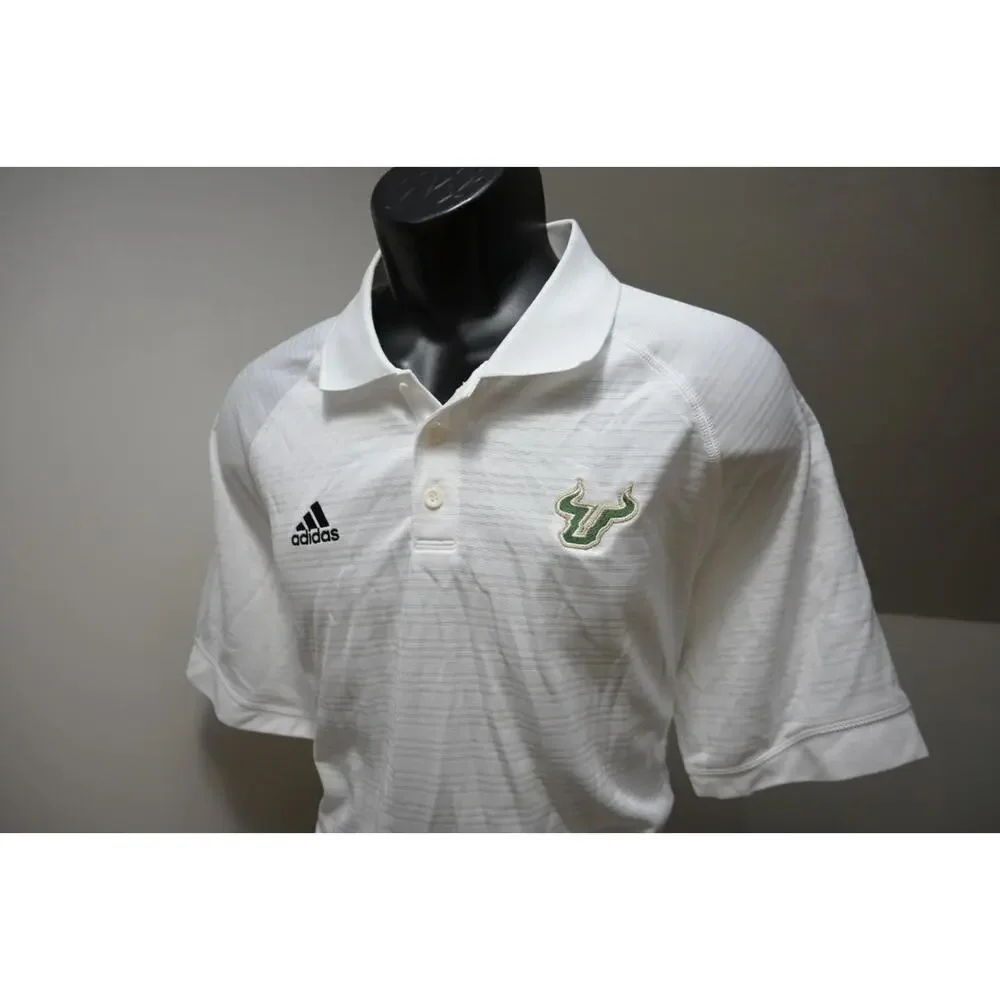 Adidas Golf Polo ClimaLite South Florida Bulls Athletic Golf Shirt Mens Sz Large